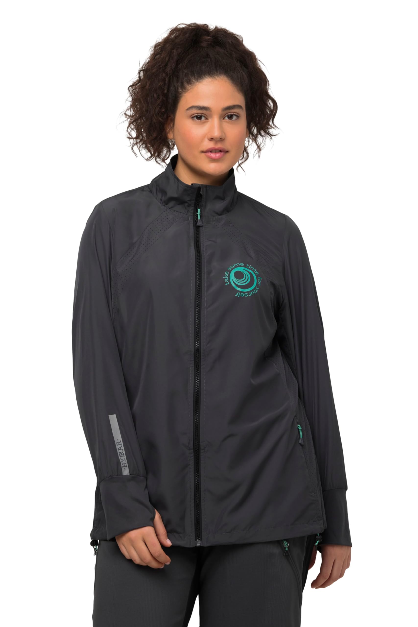 Ulla Popken Damen große Größen Übergrößen Plus Size HYPRAR Jacke, leicht, Stehkragen, Tunnelzug, recycelt 818712