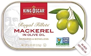 King Oscar Skinless & Boneless Mackerel Fillets in Olive Oil, 4.05 Ounce (Pack of 12)