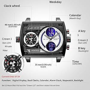 FLECHA 約80cm Amazon.com: FEICE Mens Square Qaurtz Watches-Big Face Two