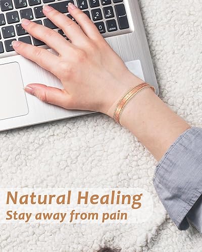 Miniatura 3 de Pulsera magnética de cobre para mujer, 99.99% de cobre puro con 3500 imanes Gauss (A)