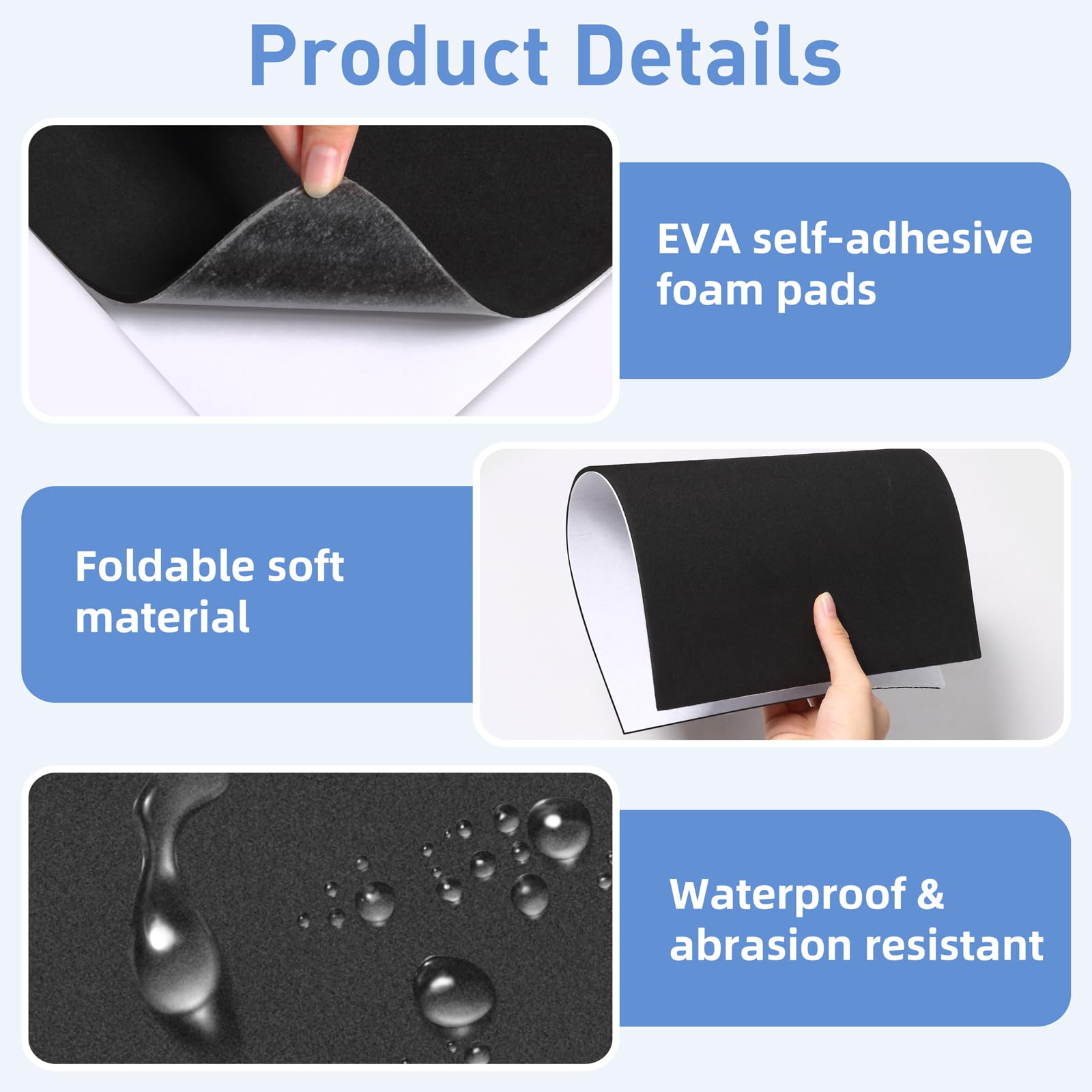 Self-Adhesive Foam Board, White, Pack Of 6 Foam Rubber Pads With Adhesive Backing, EVA Foam Panels, Non-Slip Foam Mat For Furniture, DIY Projects - View #10