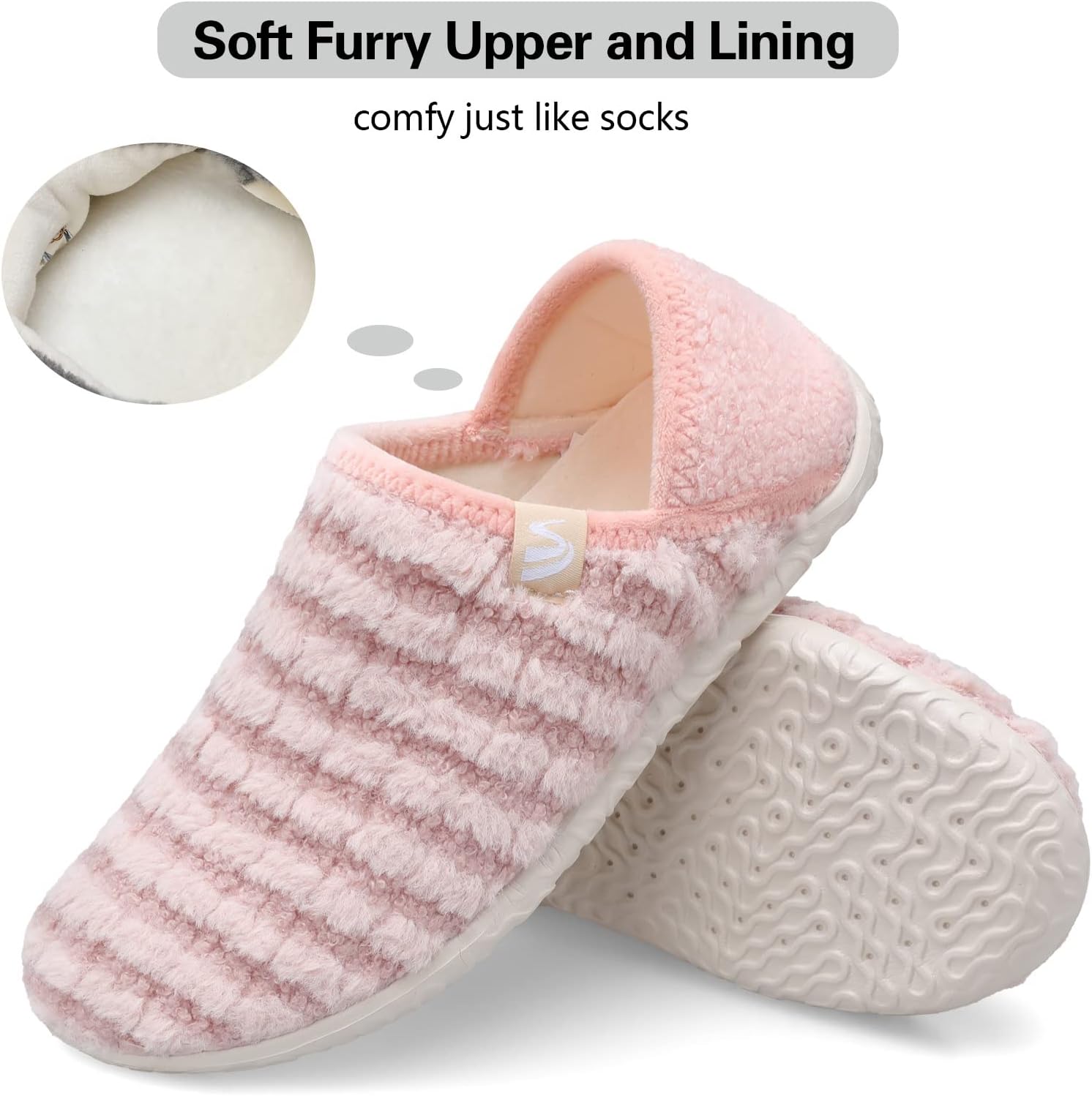 Spesoul Fuzzy House Slippers for Women Men Indoor Closed Back Lightweight Cozy Faux Furry Lining Barefoot House Shoes Slipper Socks for Bedroom Home Office Yoga Outdoor Walking Shoes - Image 3