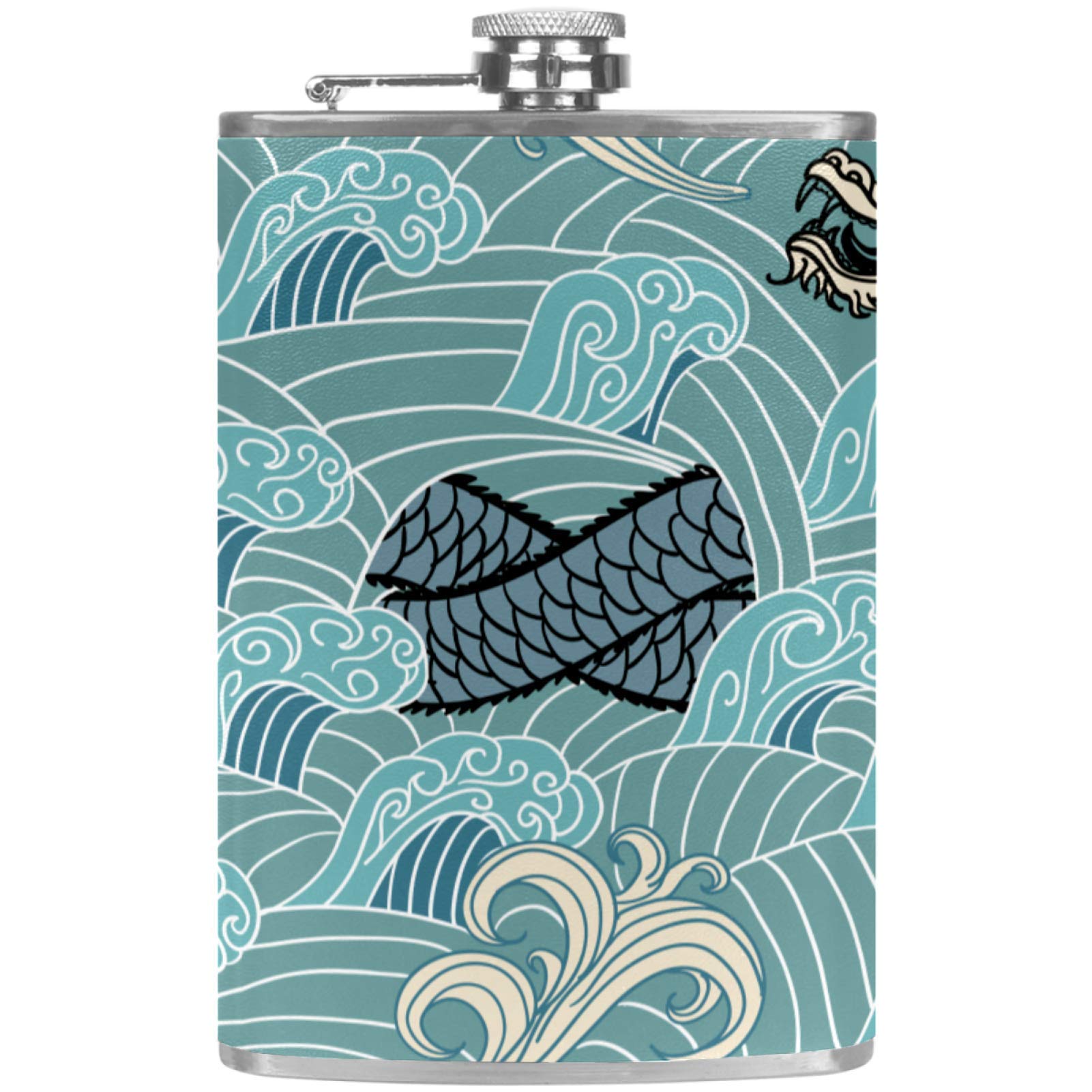 Flasque à whisky étanche en cuir dragon bleu pour éviter les fuites