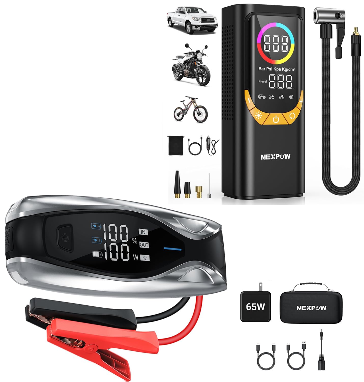 NEXPOW X7 10000A Jump Starter NP17 Yellow Tire Inflator Portable Air Compressor