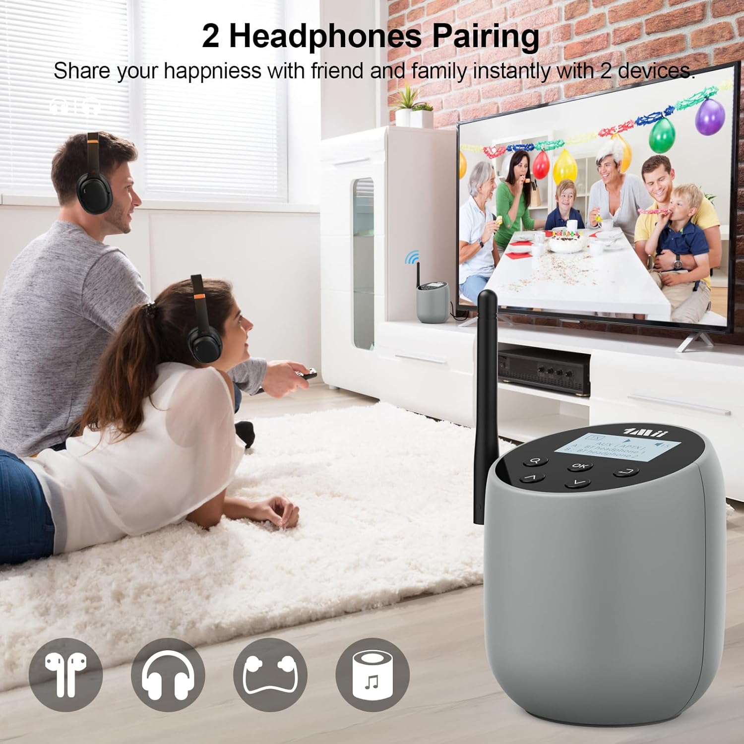 1Mii DS70 pairing with two headphones