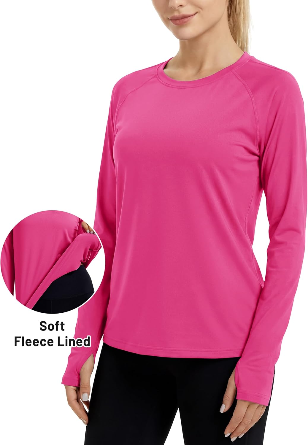 TACVASEN Women's Thermal Long Sleeve Shirts Fleece Lined Underwear Moisture Wicking Athletic Base Layer for Cold Weather