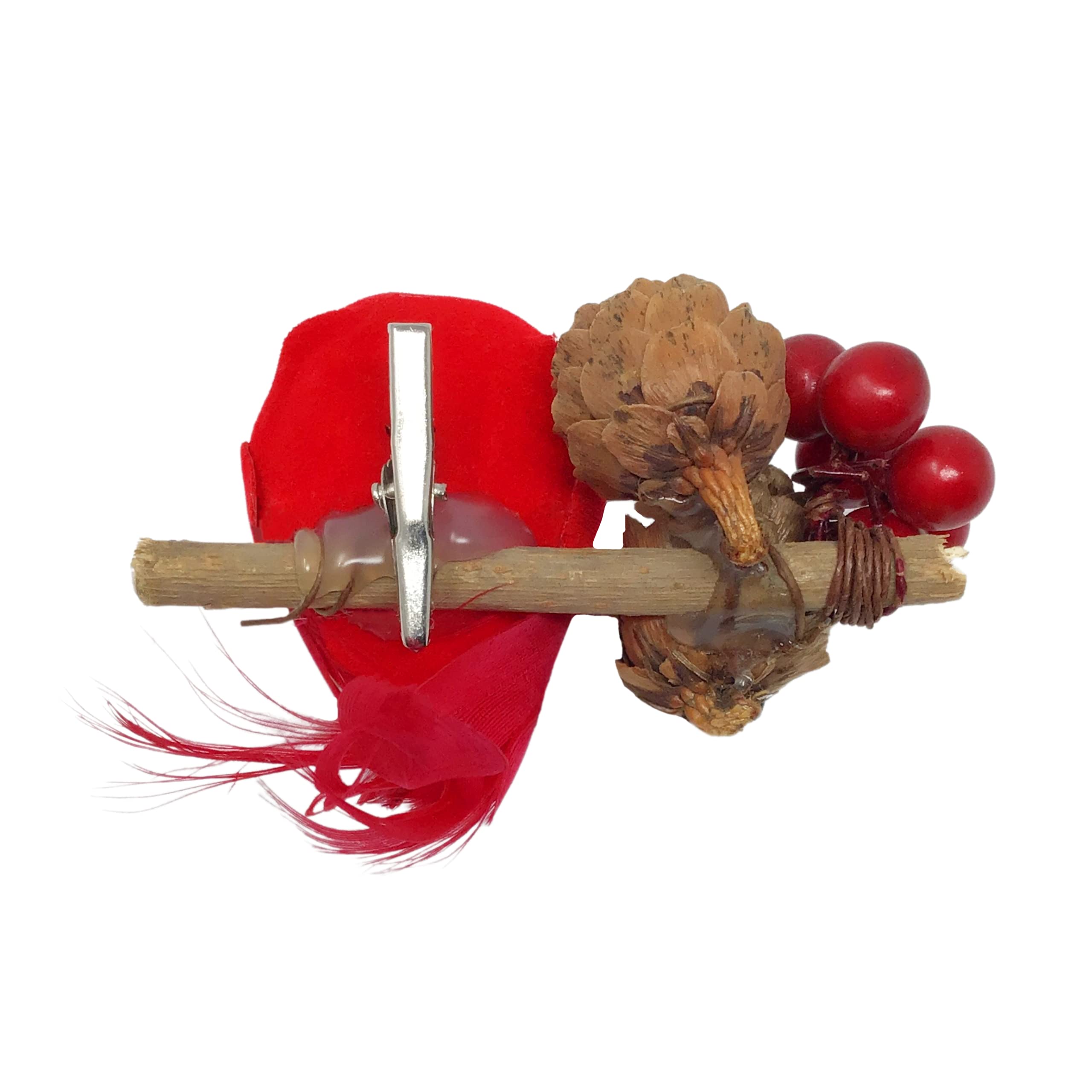 Banberry Designs 12 Cardinali Rossi Su Bastoncino – Con Pigne E Bacche – Per Centrotavola E Decorazioni Natalizie
