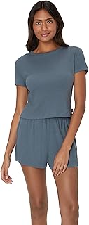 womens Originals 2-piece Lounge Set, Supersoft Cropped Baby Doll Tee & S...