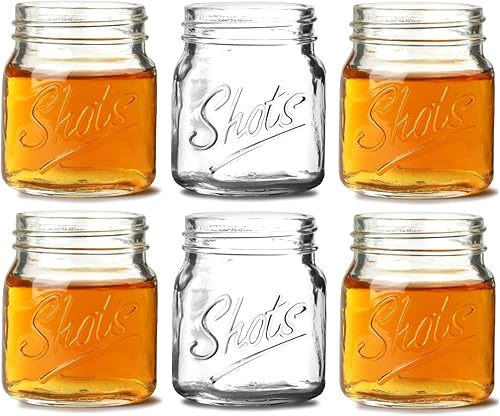 Circleware Juego de 6 vasos de chupito con base pesada, juego de 6 vasos divertidos para fiestas, entretenimiento en el hogar, comedor, bebida,