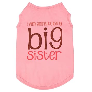 Ollypet Girl Dog Clothes Shirt Big Sister Small Pet T Shirt Funny Outfit XS/S/M/L (XL)