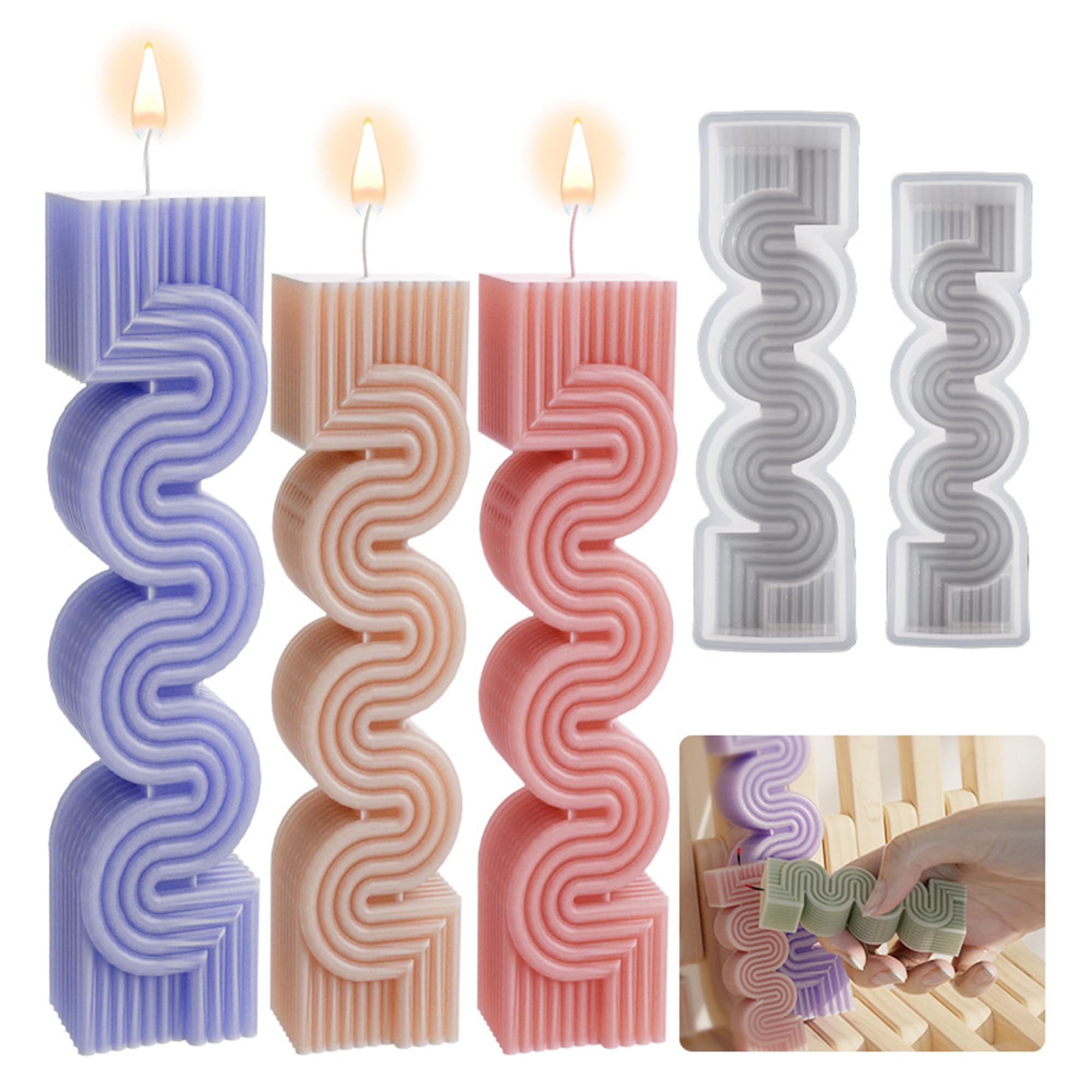 Halinuia 4Pcs Moule Silicone Bougie DIY En Silicone Moules