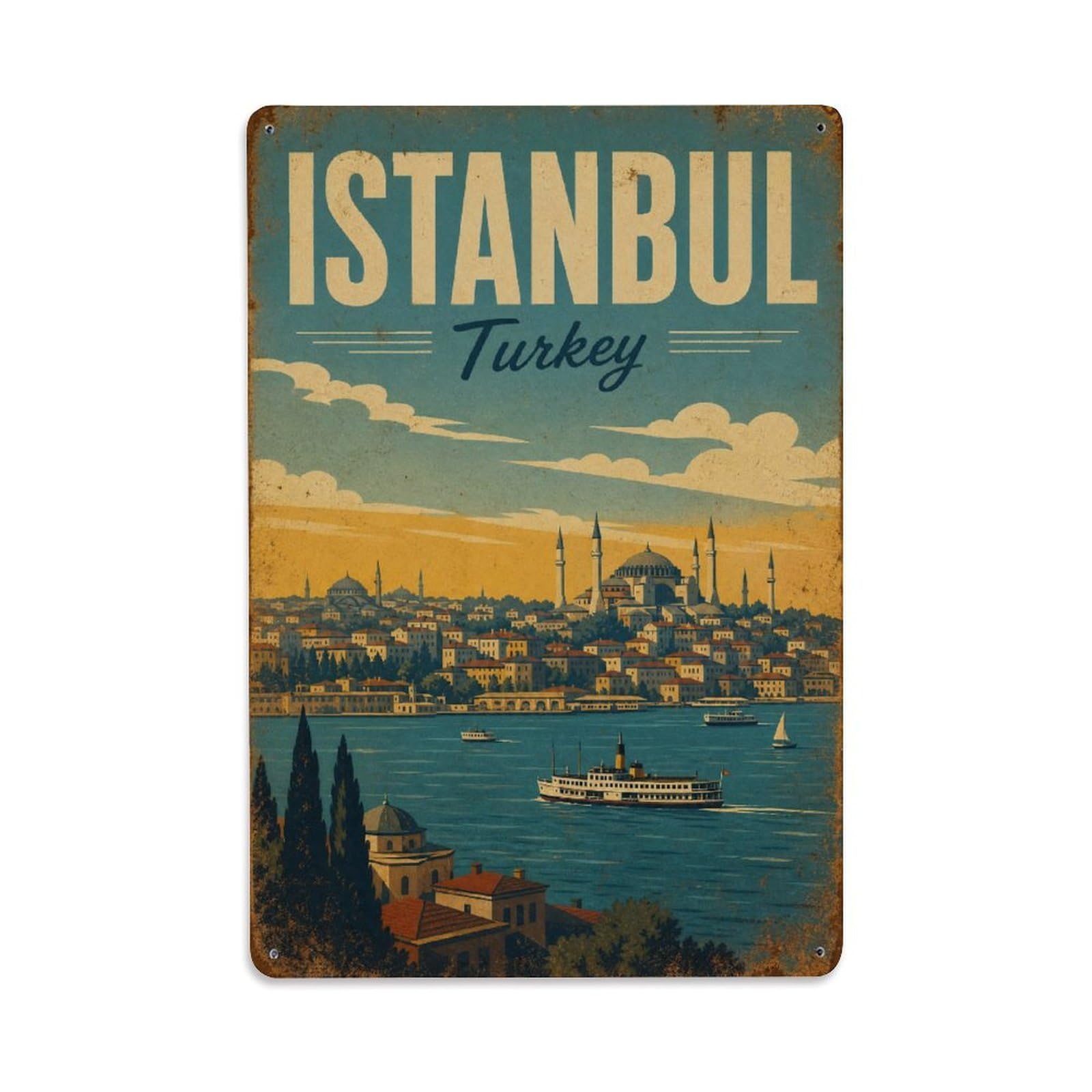 Gead 8X12inch Style Vintage Travel Istanbul Turkey Horizons Metal Tin Sign