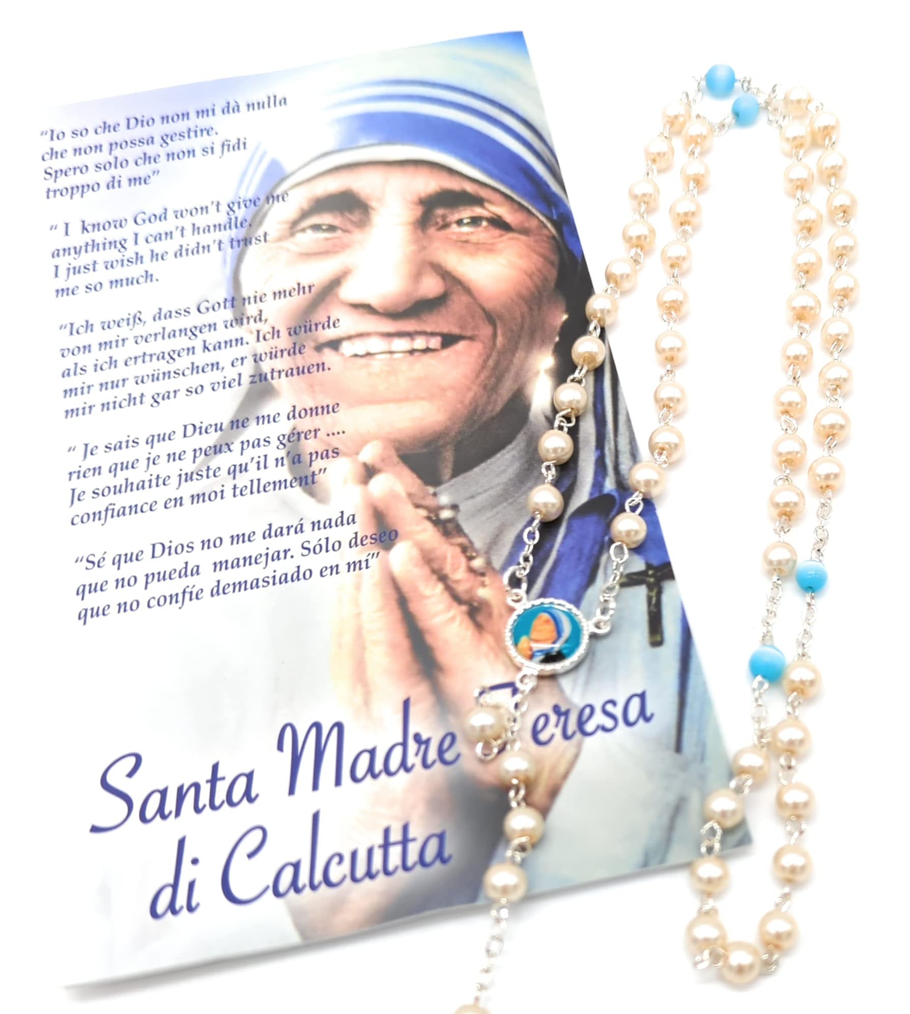 OVUNQUE PROTEGGIMI Rosario devozionale di Madre Teresa di Calcutta con Libretto multilingua.