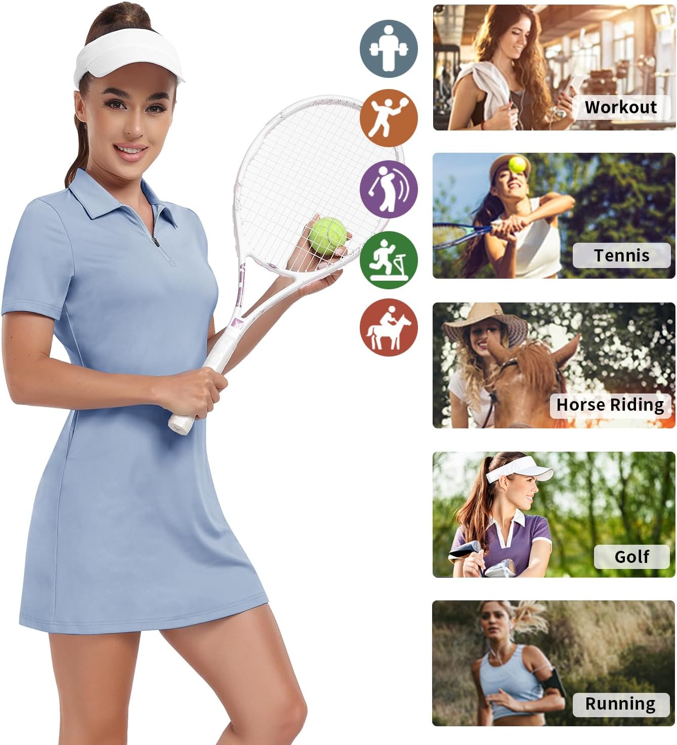 Soneven Womens Tennis Dress Sleeveless Golf Dresses with Shorts and Pockets Ruffle Sleeve Workout Athletic Dresses - Image 5