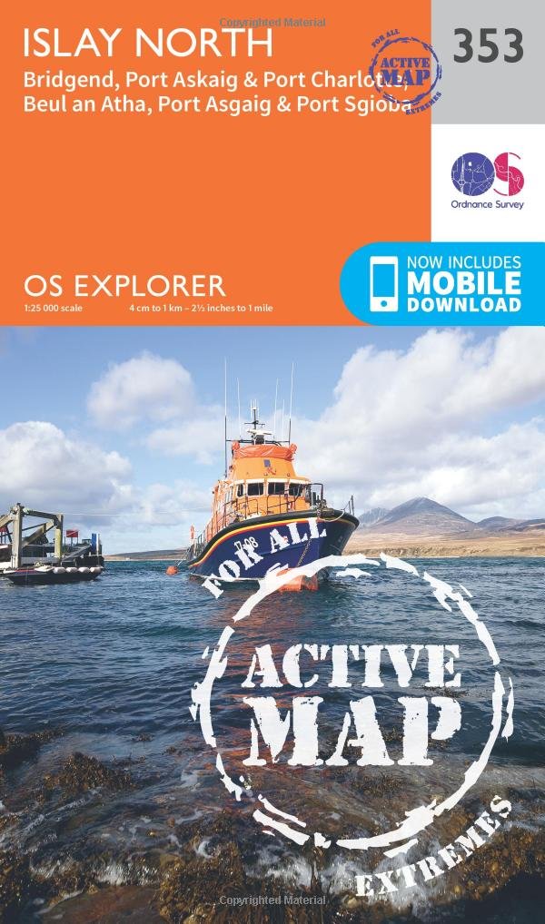 Islay North Map | Weatherproof | Port Askaig, Bridgend & Port Charlotte | Ordnance Survey | OS Explorer Active Map 353 | Scotland | Walks | Hiking | Maps | Adventure
