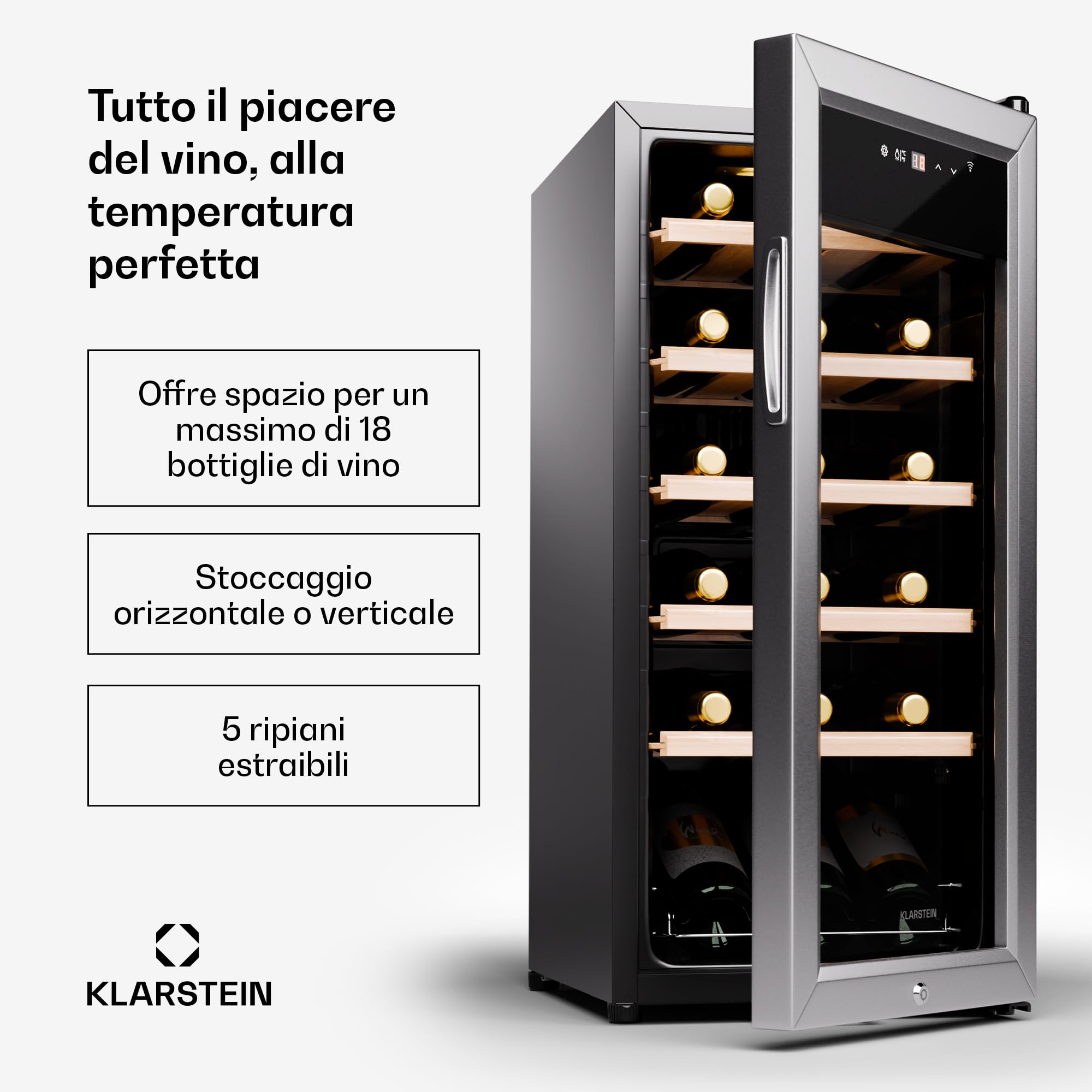 Rack da Vino KLARSTEIN 18 Bottiglie - Fridge Bar Esterna Interna - Dettaglio