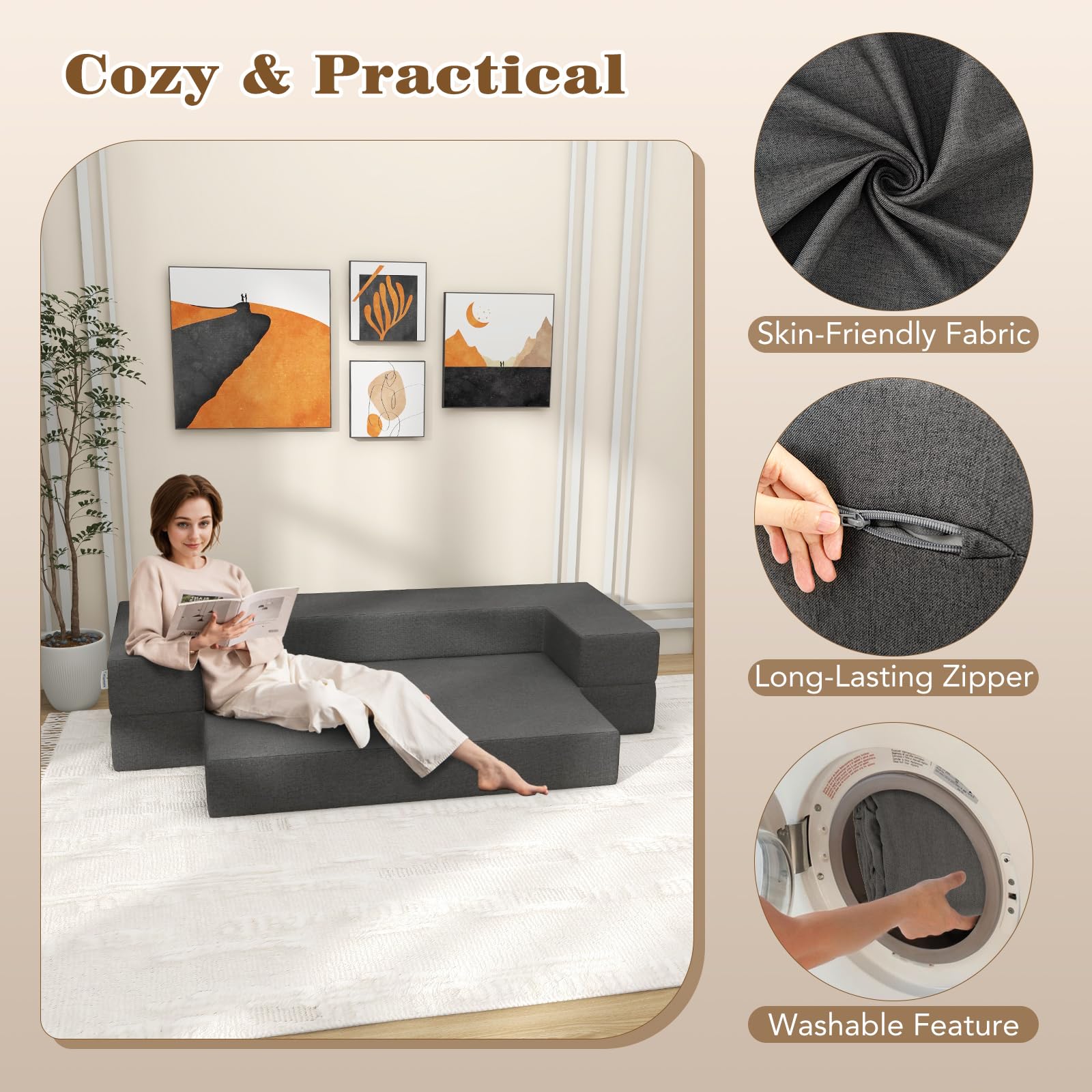 Giantex 8 Inch Folding Sofa Bed Couch, Memory Foam Futon Mattress