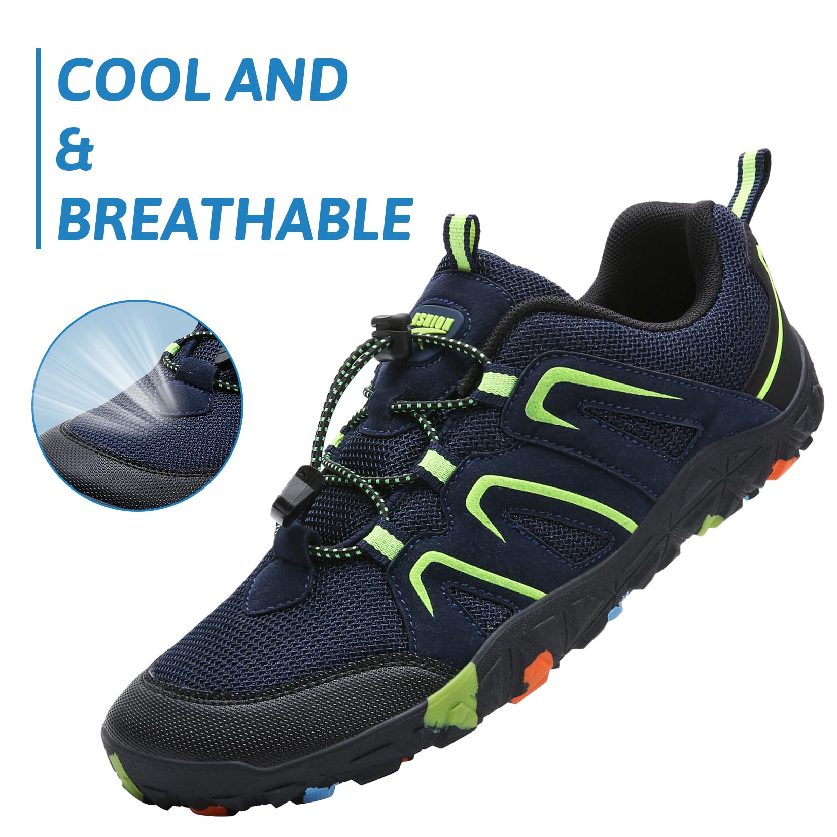 Chaussures Randonnée Garçon Chaussures de Trail Enfant léger Antidérapant Marche de Trekking Outdoor(N Azul Verde,34 EU)