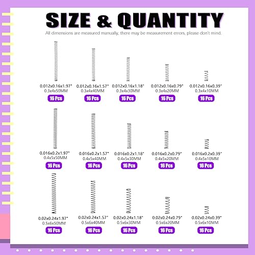 Miniatura 15 de Swpeet Kit surtido de 150 resortes de compresión de 5 tamaños, mini resortes de extensión de acero inoxidable para reparaciones en tiendas