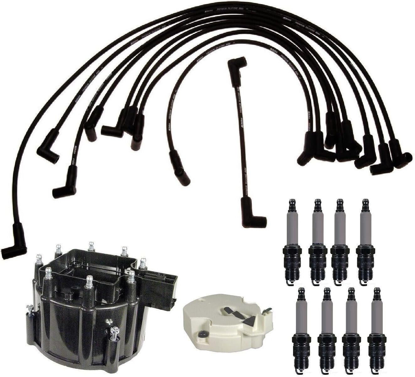 Replacement Ignition Kit Distributor Rotor Cap Wire Spark Plugs For Camaro Firebird Mechanics Choice for Chevrolet (EB79110)