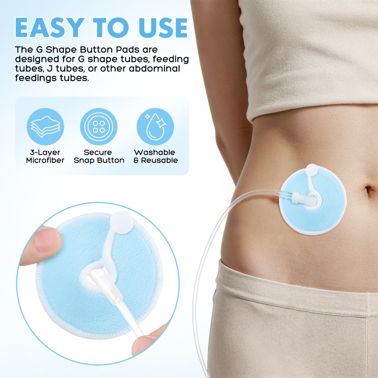 Healifty G-FormröHrchenpolster 28 StüCk Weiche Abdominalpolster FüR Tube Pads Mit Bambusfaser Weich Hautfreundlich Wiederverwendbar Zur Schonenden Fixierung Von ErnäHrungssonden