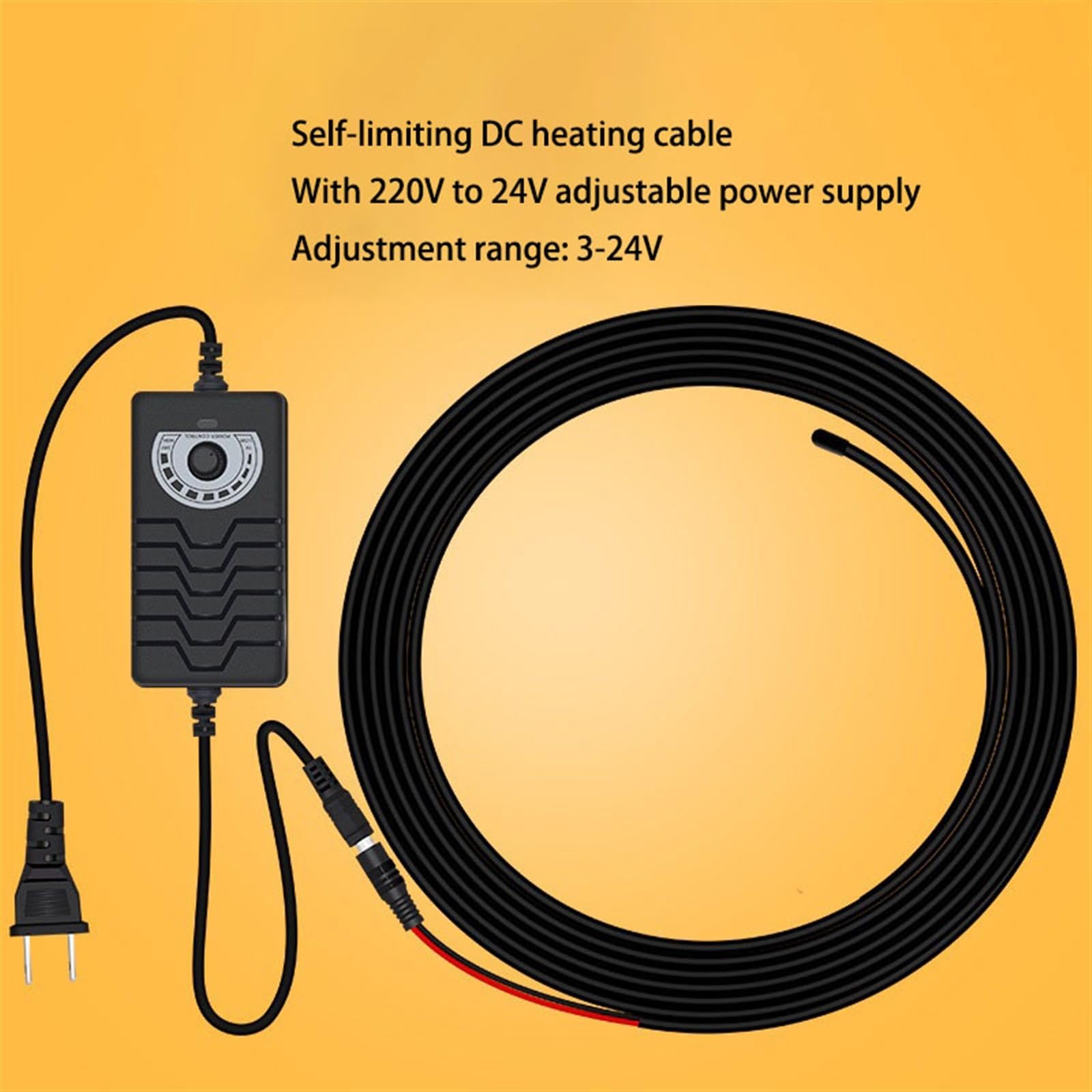 Frostschutz-Heizleitung for Kühlhäuser, 24-V-Elektro-Heizband, 220-V-Heizband, Wickelheizband, Frostschutz, Selbstregulierende Temperatur(24v power cord 1m+bonding tape 1m)