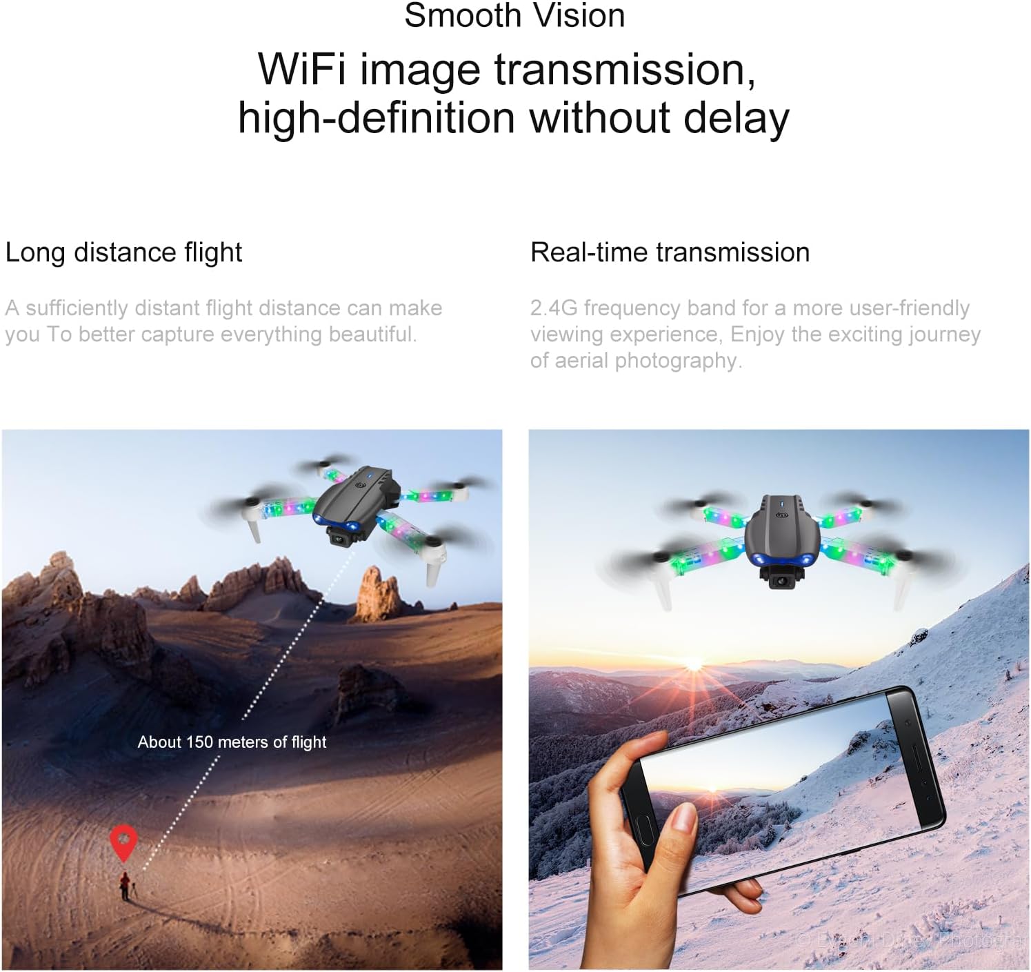 ikaufen E99 Drone Single camera,No Screen Control Camera for Adults RC Drone With 480P Dual Camera WiFi FPV Foldable Quadcopter Aircraft  1 Battery (E99 No Screen Control Black)