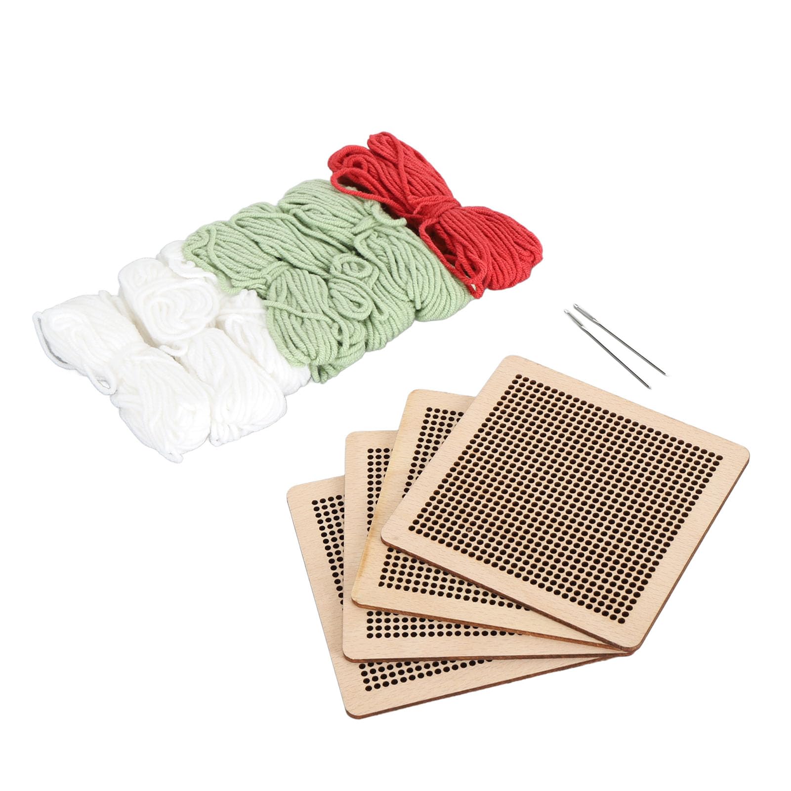 XGOUGUAAU Kit per principianti a punto croce da 4 pezzi, motivo floreale, kit per ricamo con ricamo ad ago per principianti (Verde chiaro)