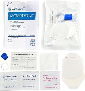 50 PCs IV Starter Kit with Gauze/Chlorascrub Swab LF by VASTMED | Posi-Guard Catheter Securement Device & Transparent Window Dressing | Latex-Free Tourniquets