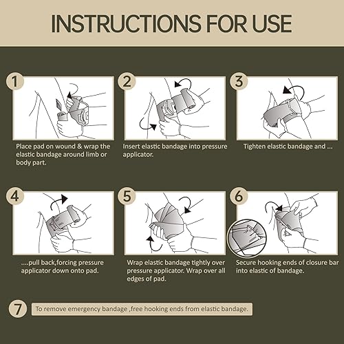 Miniatura 7 de Vendaje de emergencia de estilo israelí, dispositivo multifuncional de primeros auxilios de compresión para heridas de trauma, para disparos de