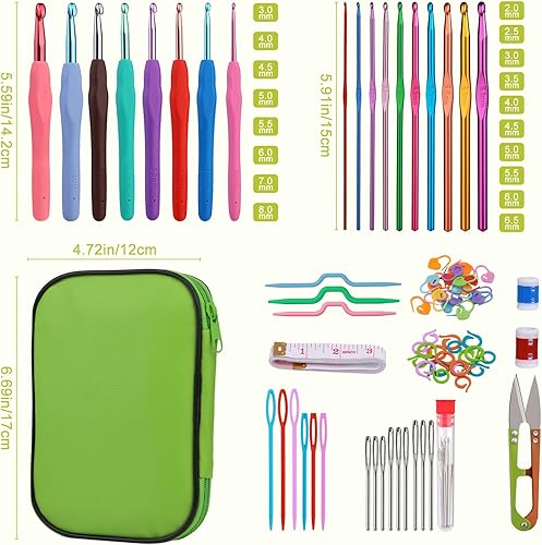 Miniatura 2 de Zlulary Juego de ganchos de ganchillo, kit de agujas de ganchillo, ganchos de ganchillo para principiantes con pequeños ganchillos, agujas de hilo,