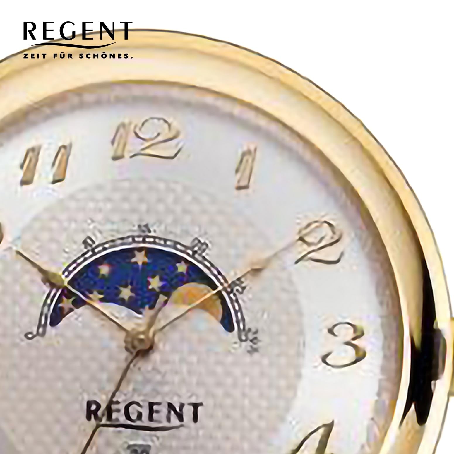 REGENT Herren Taschenuhr Savonnette Klappdeckel 50 MM Quarz Arabische Zahlen Datum Mondphase