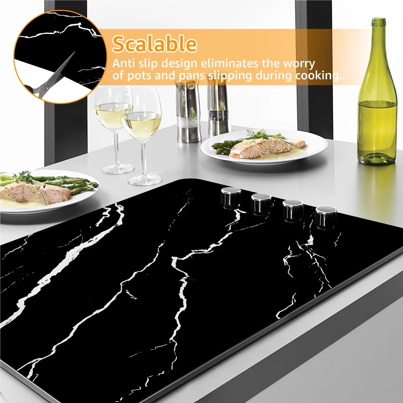 Alfombrilla Escurreplatos Estera for placa de cocina de inducción, cubiertas de silicona for cocina de inducción, estera protectora antideslizante for placa de cocina de inducción resistente al calor(