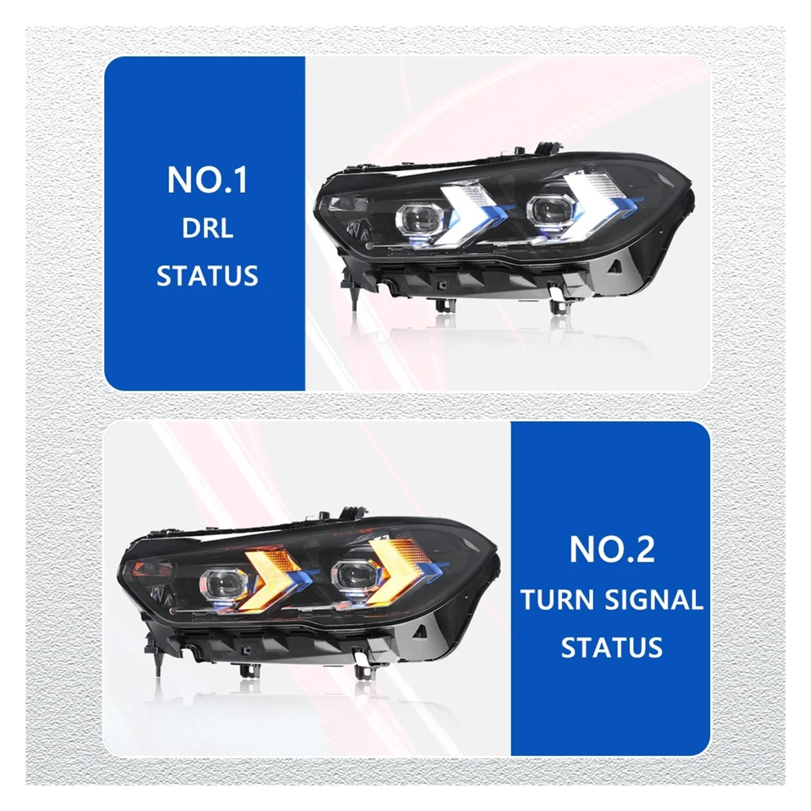 Pasuje do B//M//W X5 G05 19-22 w pełni Led DRL reflektor samochodowy montaż sygnału akcesoria samochodowe zmodyfikowana lampa stylizacja reflektory LED