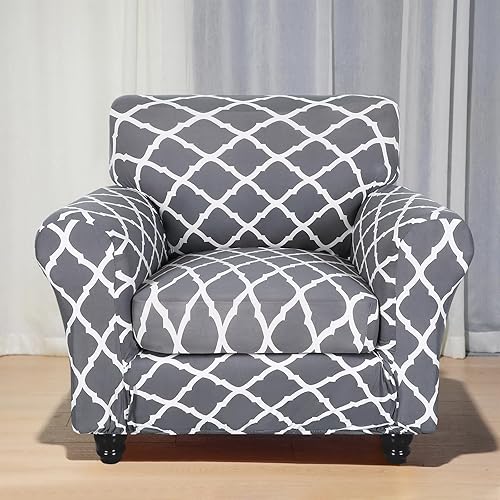 Miniatura 2 de SearchI Funda elástica para sofá de 2 piezas con estampado floral, funda para sillón de 2 piezas con funda de cojín separada para silla, protector