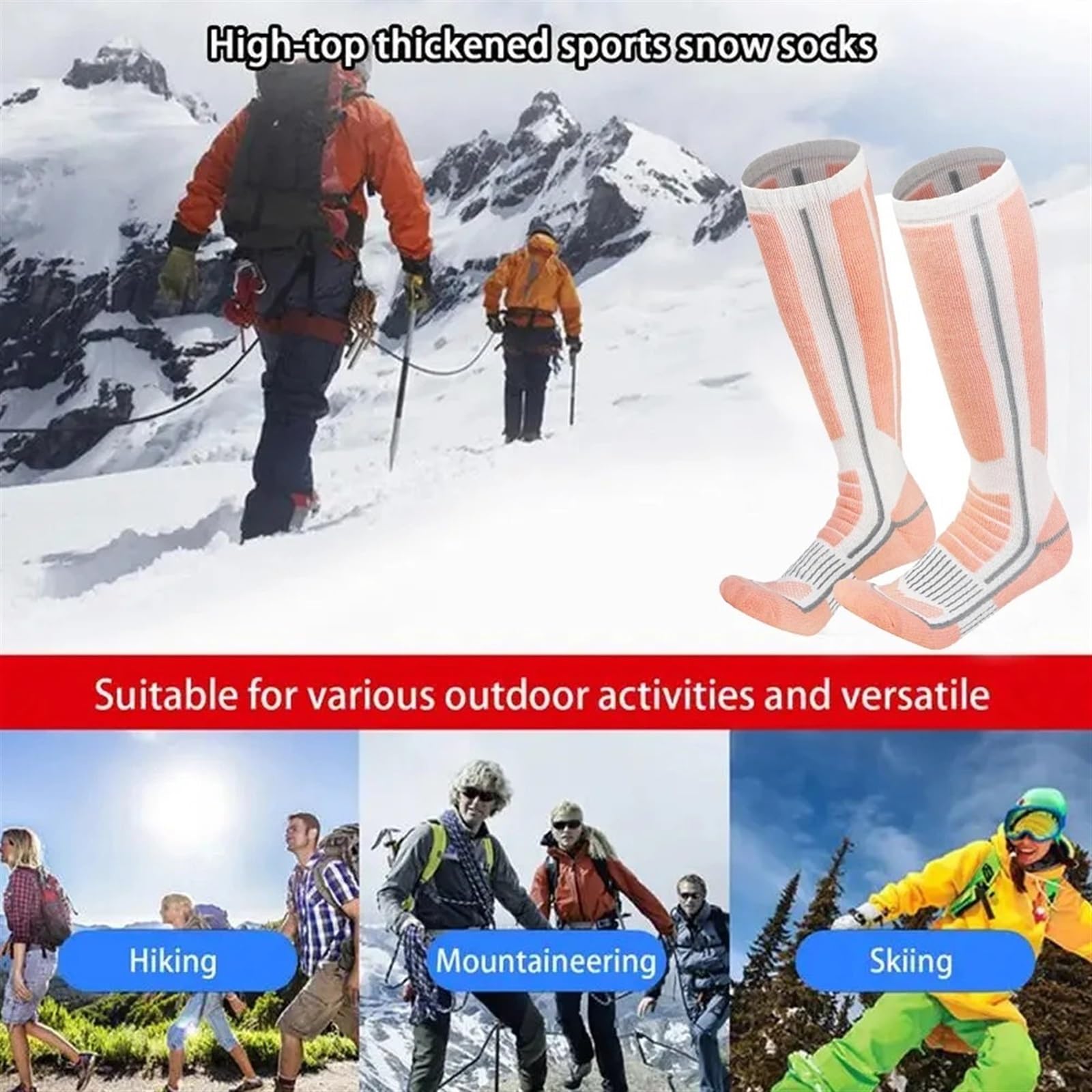 Calzini Calzini da sci 1 paio di calzini termici Uomo Donna Calzini invernali lunghi e caldi a compressione for sci, escursionismo, snowboard, arrampicata, calzini sportivi