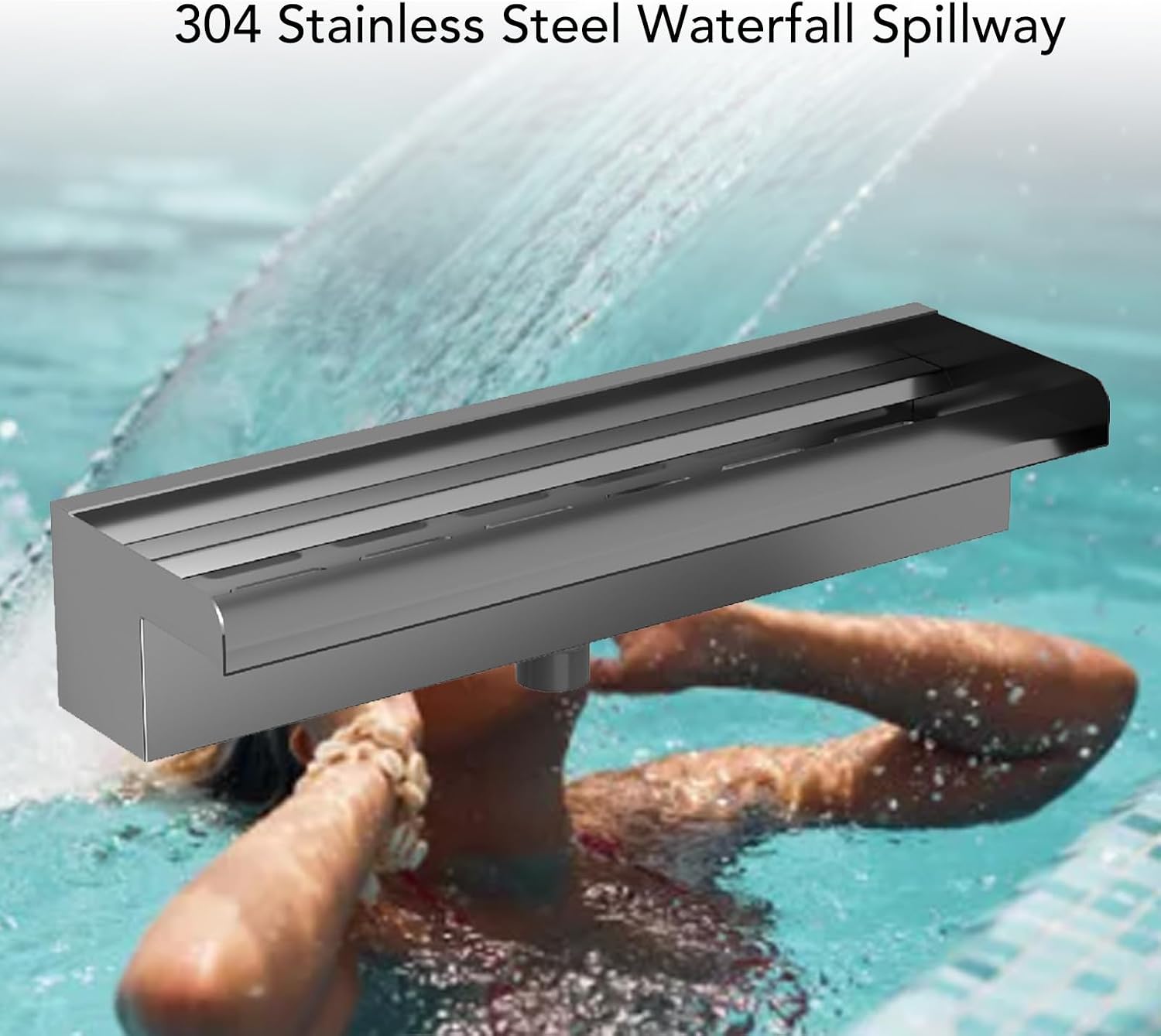 Stainless Steel Spillway Waterfall Spout, Polished 304 Material, 300mm / 11.8in - Proof Durable Design, Flexible Installation, Ideal for Pond Waterfall and Pool Water Featu (Type 3)