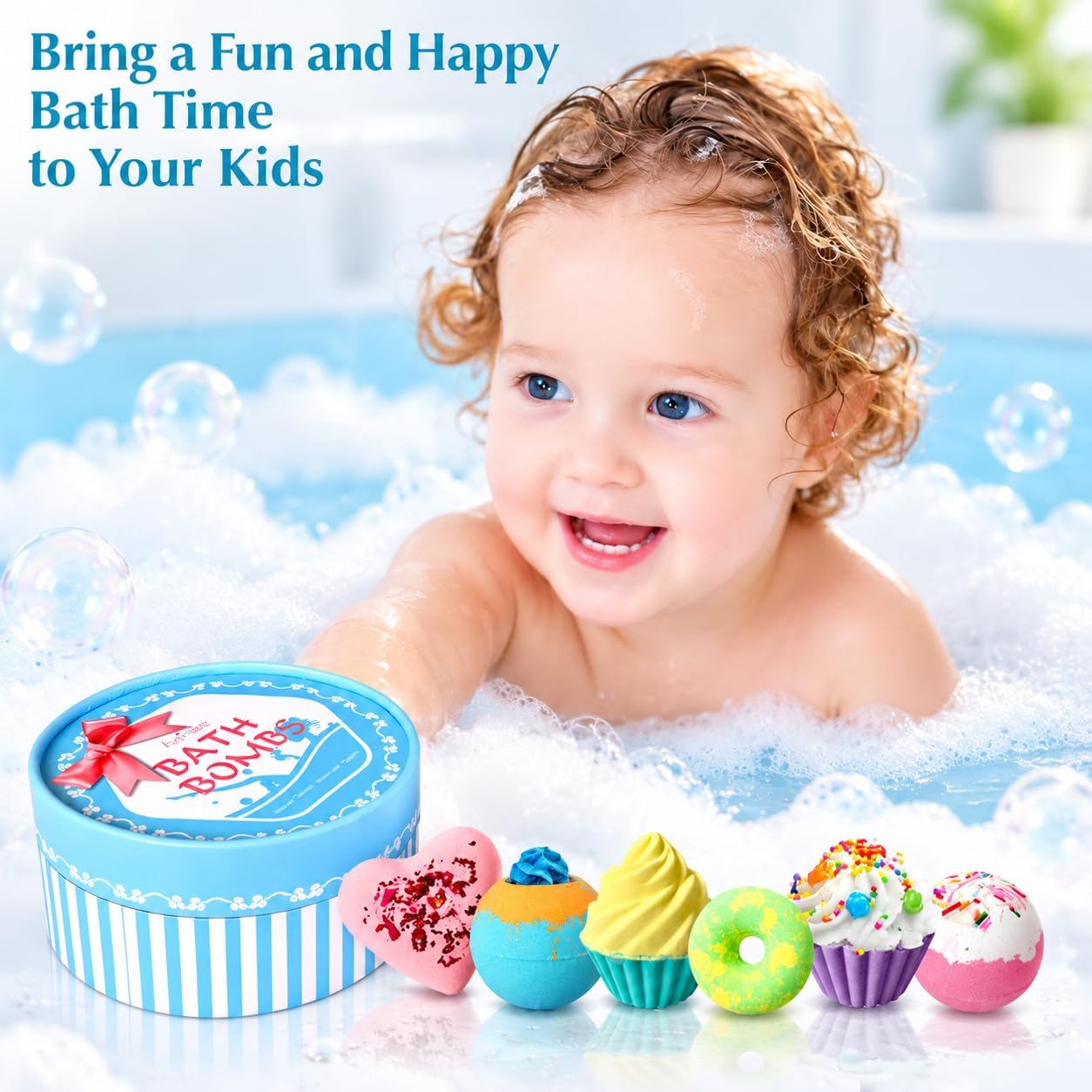 Aofmee Bath Bombs, 6pcs Bubble Bath Bomb for Girls, Handmade Fizzies Bathbombs for Women, Natural Organic Kids Spa Kit, Non Toxic Bath Kit for Teens, Gift Set for Mother Birthday Christmas Easter