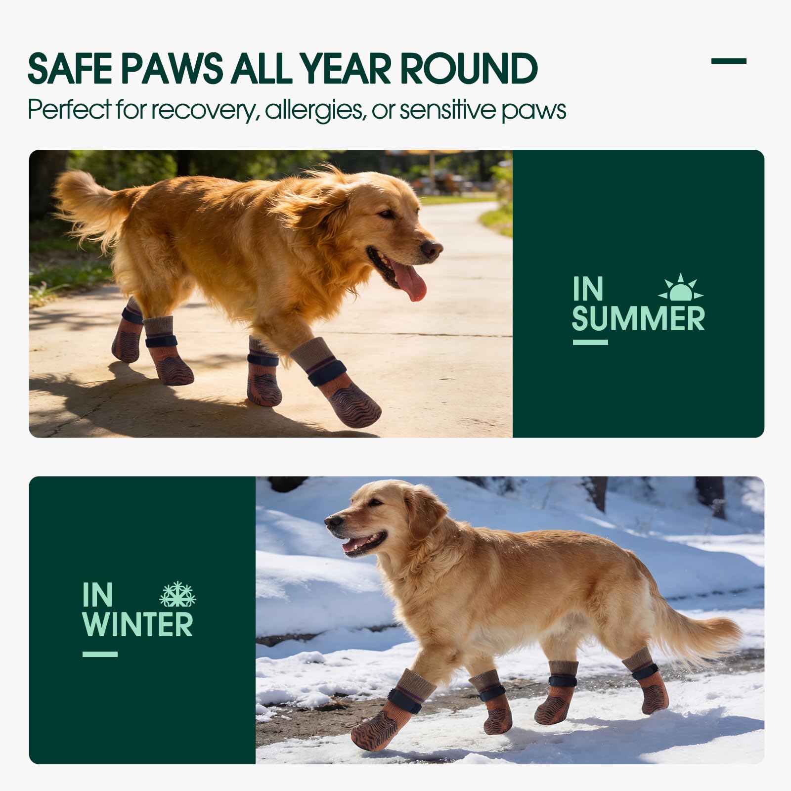 Kuoser Non Slip Dog Socks for Hardwood Floors, Anti-Slip Dog Grippy Socks to Prevent Licking Paws, Double-Sided Traction Dogs Booties Paw Protectors for Small Medium Large Senior Dogs, 4 Pack-Brown S — view 6