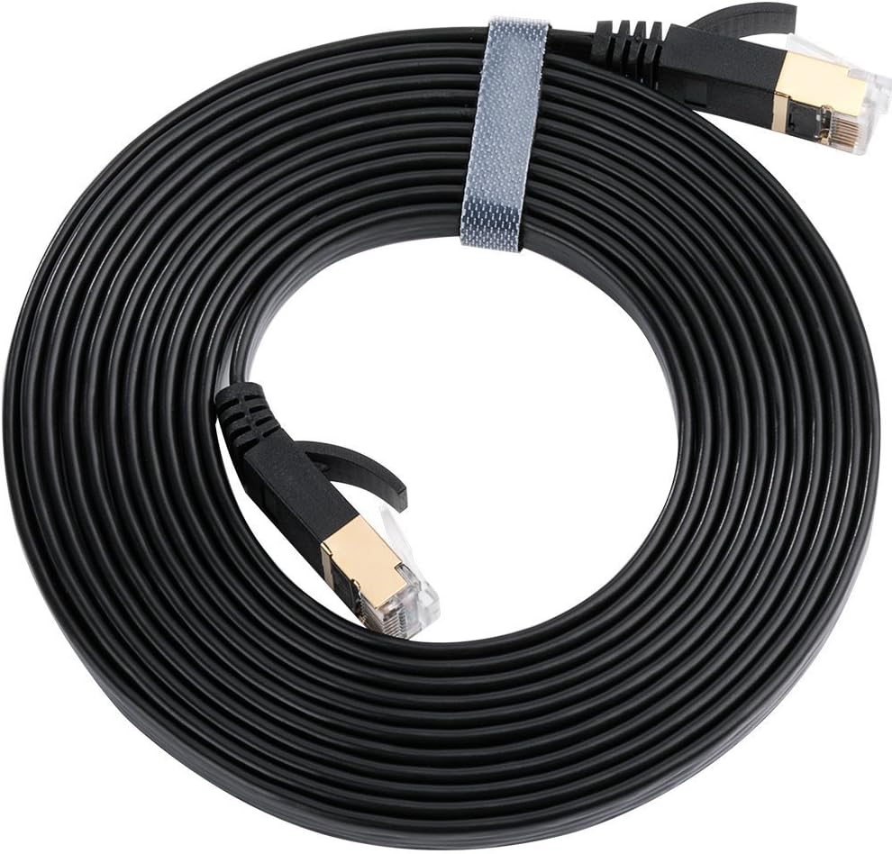 Cat 7 Ethernet Cable 15 feet,Cat7 Network Cable Flat Gigabit LAN Network Patch Cord High Speed RJ45 for Switch,Router, Modem, Patch Panel, PC, PS3, PS4, and More.(15FT(5M), Black)