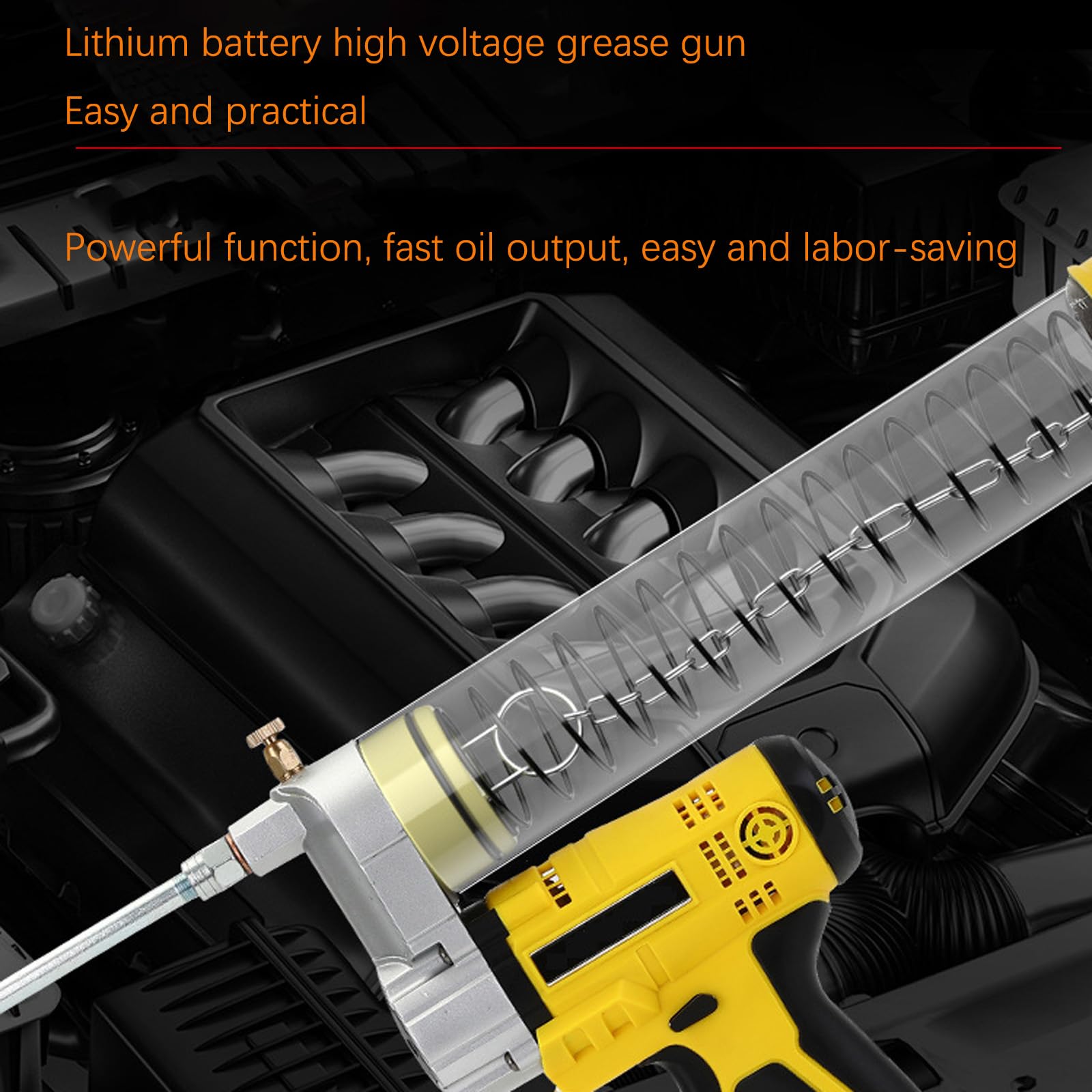 Akumulatorowy pistolet do smarowania, 18 V, wytrzymały elektryczny smarownik, 7000 PSI, zawiera 2 baterie, ładowarkę, łącznik obrotowy i futerał do przenoszenia do samochodów, ciężarówek i maszyn