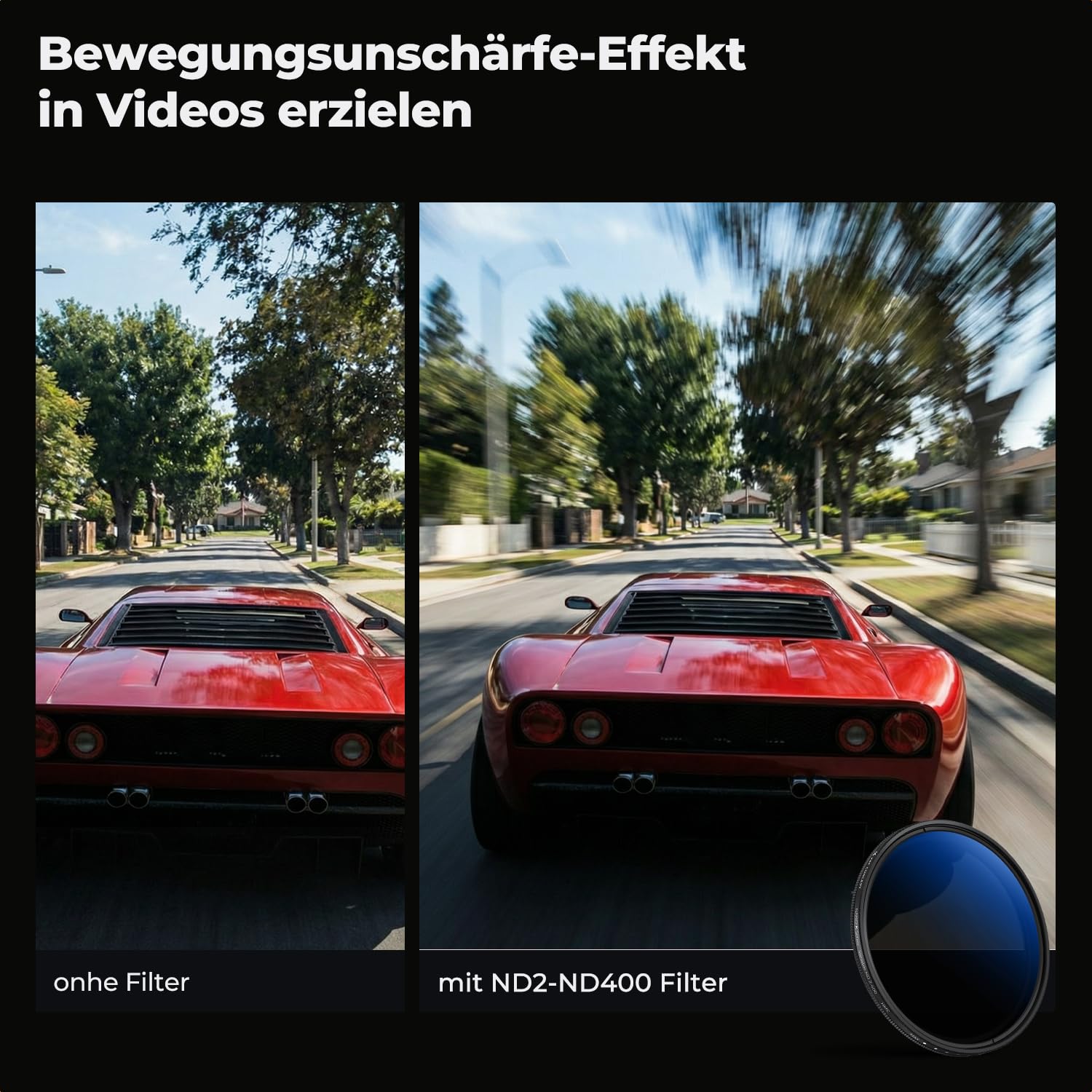 K&F CONCEPT 43mm ND Filter Variabler Graufilter ND2-ND400 (1-9 Blendenstufen) mit DREI Reinigungstücher für Landschaftsfotografie（Nano-Klear Serie）