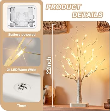 EAMBRITE Lighted Birch Tree with Led Lights, White Christmas Tree 2Pack