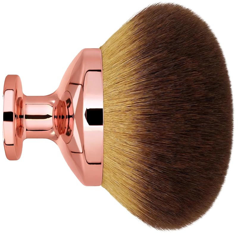 Pincel Kabuki oval extragrande EOICCEOH para maquiagem corporal, contorno, bronzer e base, Rose Gold