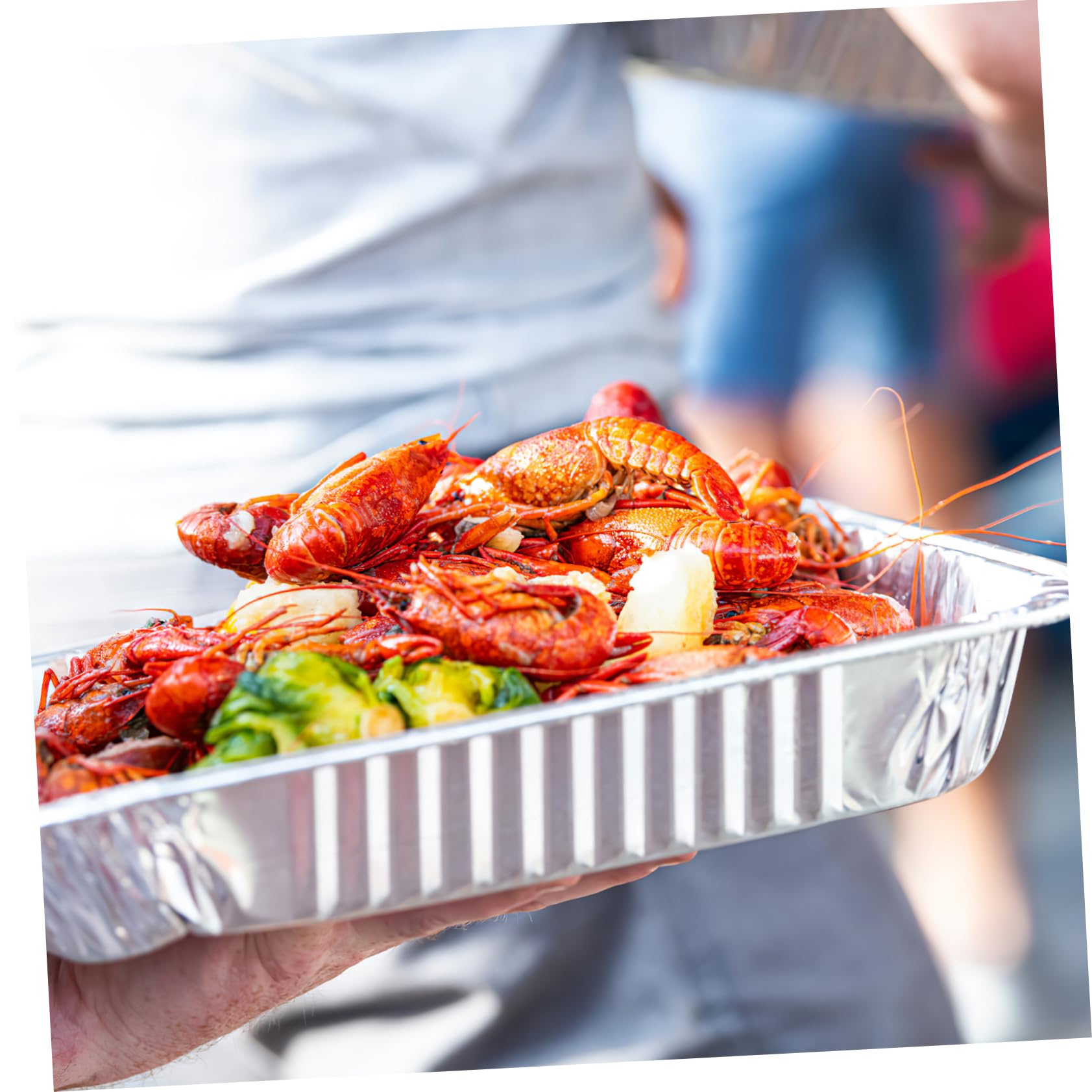 PRETYZOOM Lot de 50 Barquettes en Aluminium 600ml, Argenté, Résistantes aux Hautes Températures, Multifonctionnelles, pour Barbecue et Cuisson