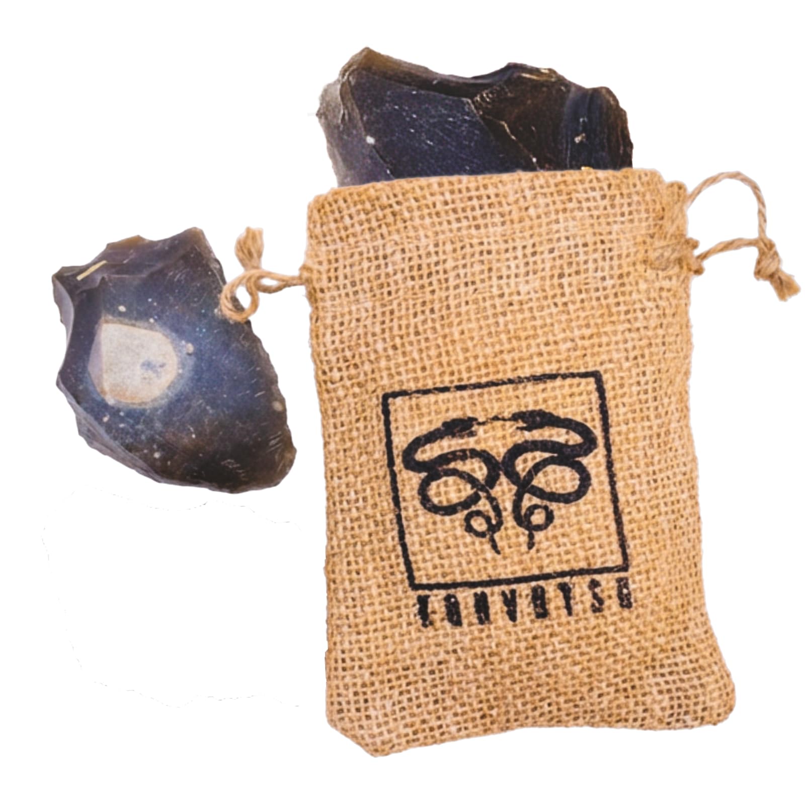 English Flint Fire Starter Kit – 2 Large Genuine UK Flint Stones & Emergency Jute Tinder Bag – Bushcraft Camping Flint and Steel Fire Starter Survival Kit