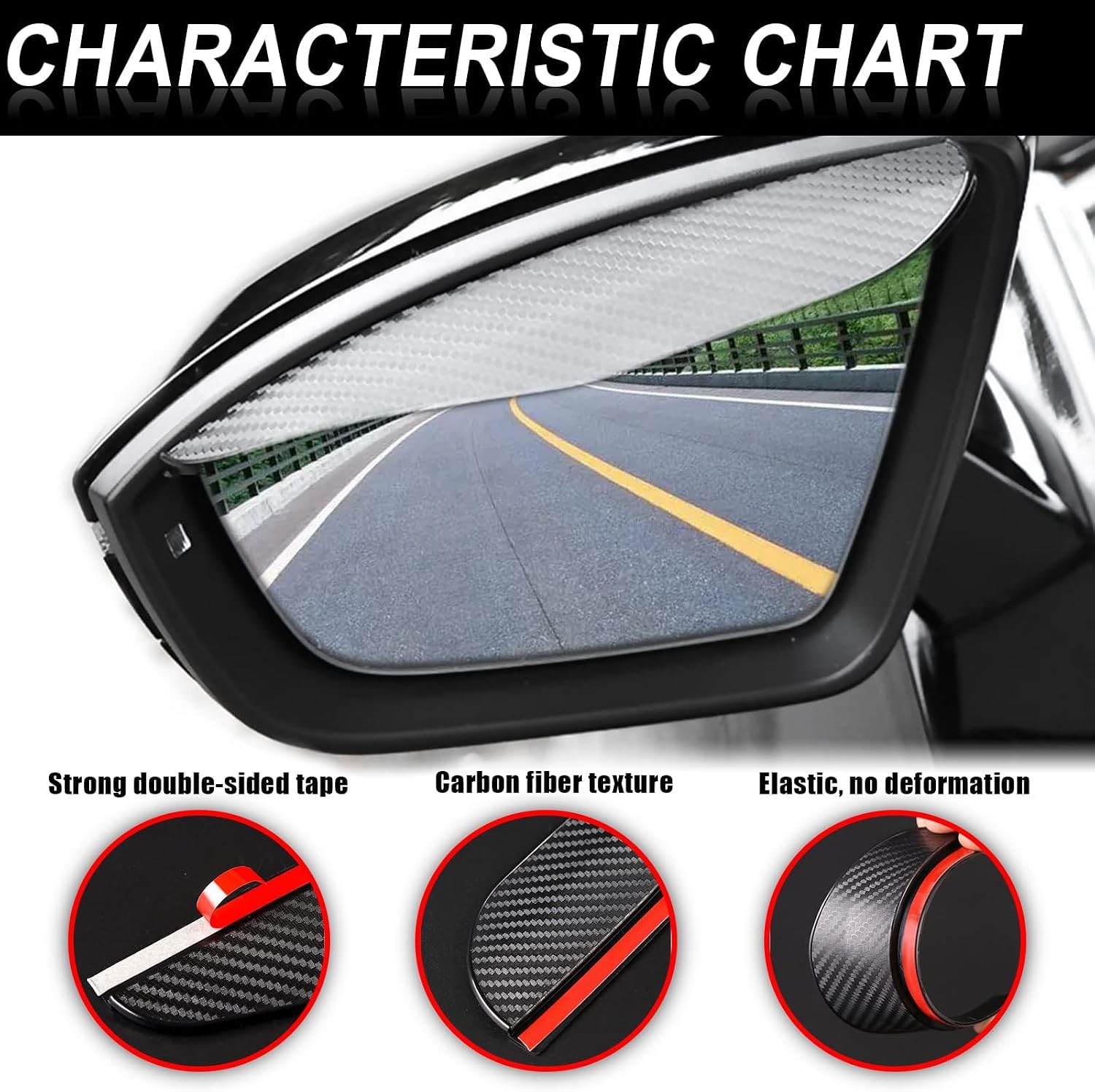 2 Pcs Car Rear View Mirror Rain Visor Guard for Nissan Murano 2025 2026, Car Rearview Rain Eyebrow Shield Vehicle Side View Mirror Rain Cover
