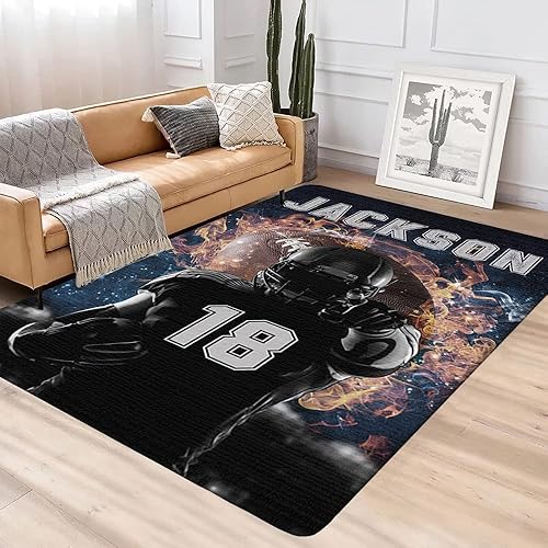 Miniatura 3 de Impresionante alfombra de fútbol de fuego personalizada, tapete de fútbol de 2 x 3 pulgadas, 3 x 5 pulgadas, 4 x 6 pulgadas, 5 x 8, decoración de