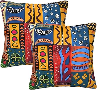 African National Patterns Printed Furry Cushion Covers Set of 2, 50x50 CM Throw Pillow Case with Modern Decoration Print Pillowcases for Sofa Bed Office Decor