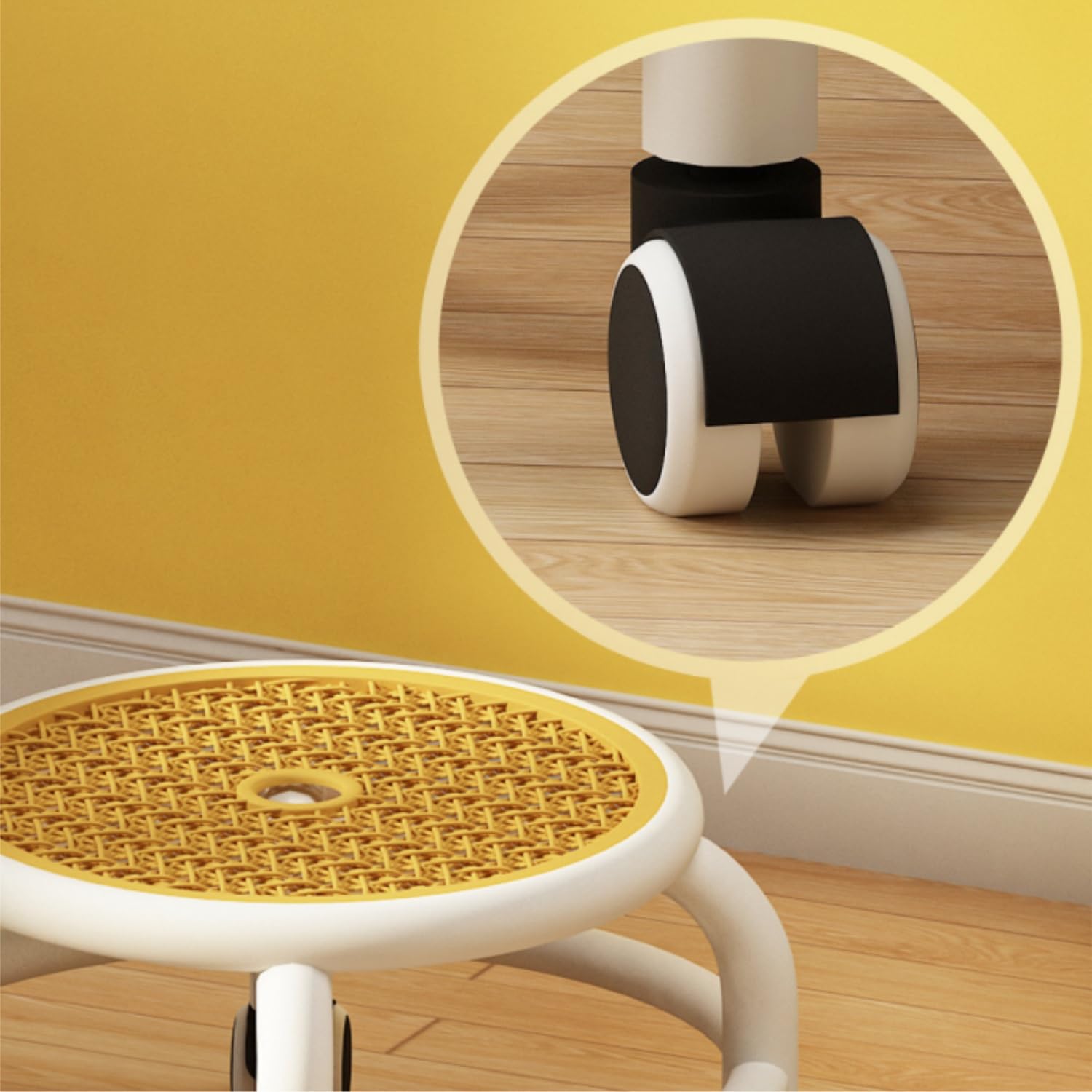 Tabouret Pivotant Rond Bas avec Roulettes Plastique Grey